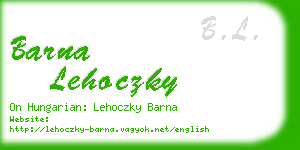 barna lehoczky business card